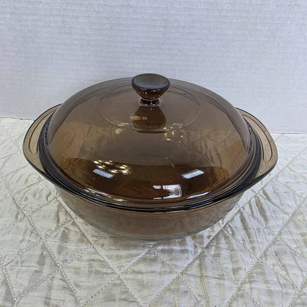 Pyrex Fireside Glass Amber 023 Round 1.5 L Casserole Baking Dish With 623-C Lid